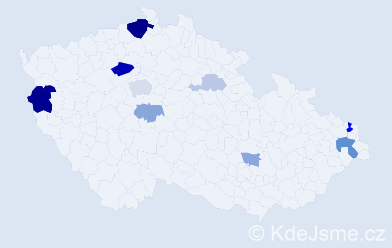 Příjmení: 'Dzubová', počet výskytů 24 v celé ČR