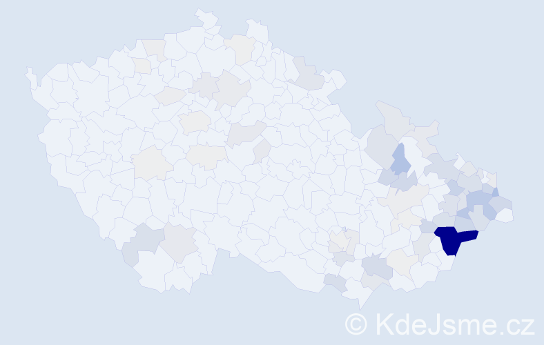 Příjmení: 'Kocurková', počet výskytů 314 v celé ČR