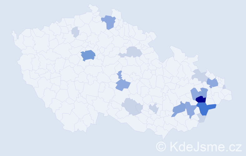 Příjmení: 'Bátrlová', počet výskytů 50 v celé ČR