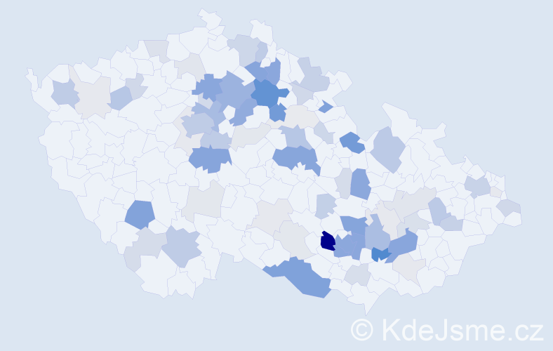 Příjmení: 'Honzák', počet výskytů 266 v celé ČR