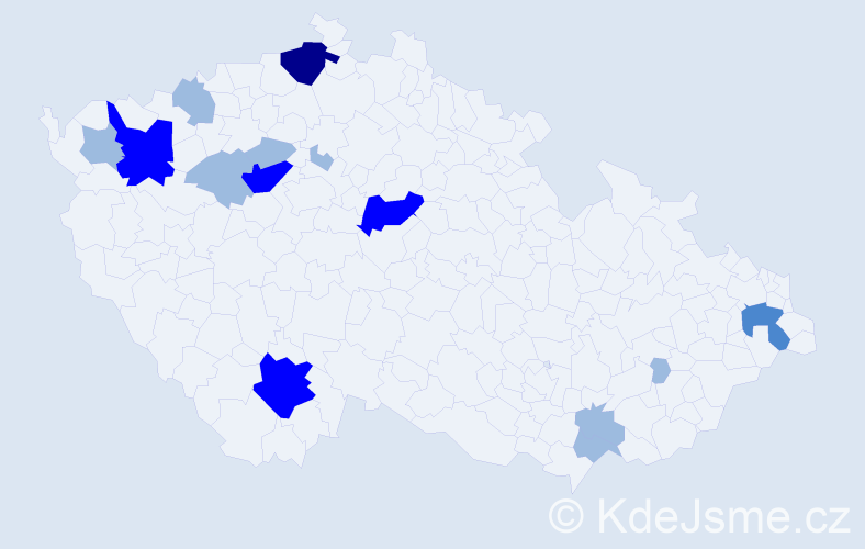 Příjmení: 'Rákoš', počet výskytů 26 v celé ČR