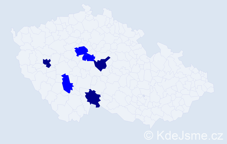 Příjmení: 'Tučmandlová', počet výskytů 9 v celé ČR
