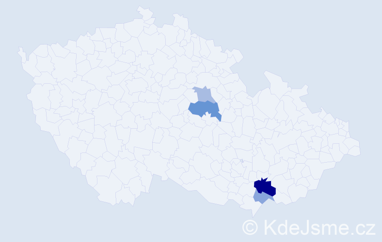 Příjmení: 'Čejglová', počet výskytů 8 v celé ČR
