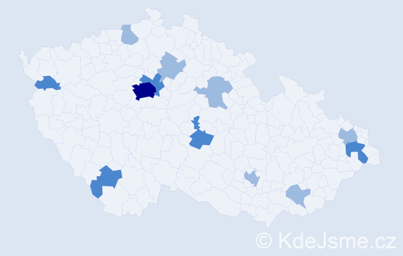 Příjmení: 'Barczi', počet výskytů 21 v celé ČR