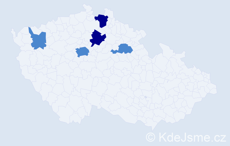 Příjmení: 'Komjáti', počet výskytů 9 v celé ČR