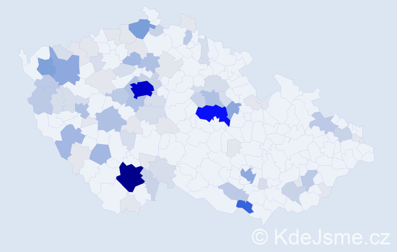Příjmení: 'Pitra', počet výskytů 308 v celé ČR