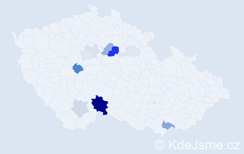 Příjmení: 'Konhefr', počet výskytů 39 v celé ČR