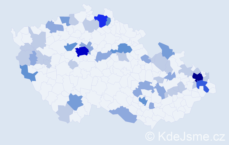 Příjmení: 'Čižmár', počet výskytů 107 v celé ČR