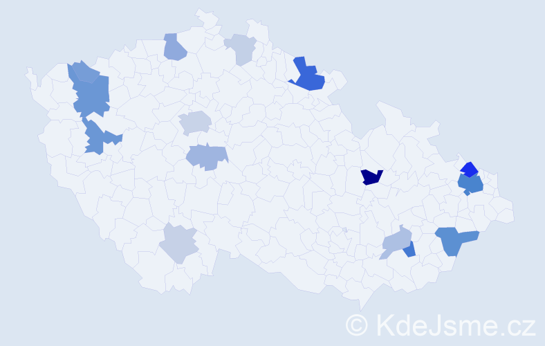 Příjmení: 'Čanigová', počet výskytů 43 v celé ČR