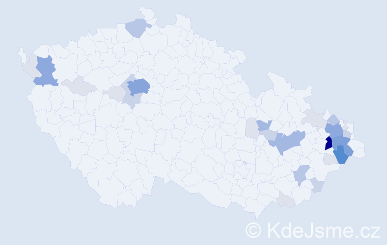 Příjmení: 'Rečka', počet výskytů 99 v celé ČR