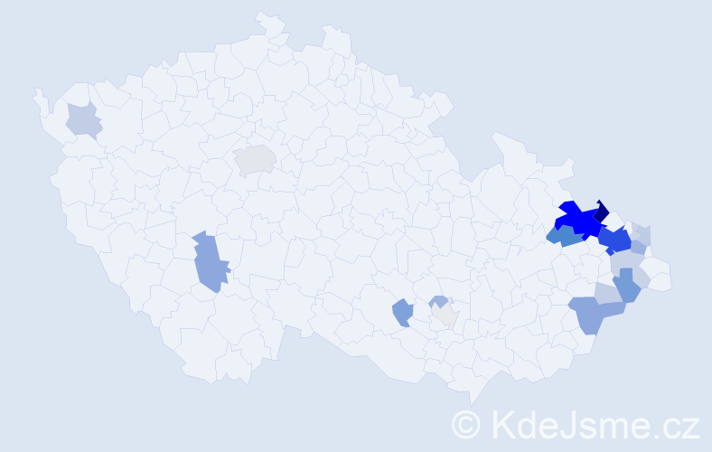 Příjmení: 'Paláčková', počet výskytů 92 v celé ČR