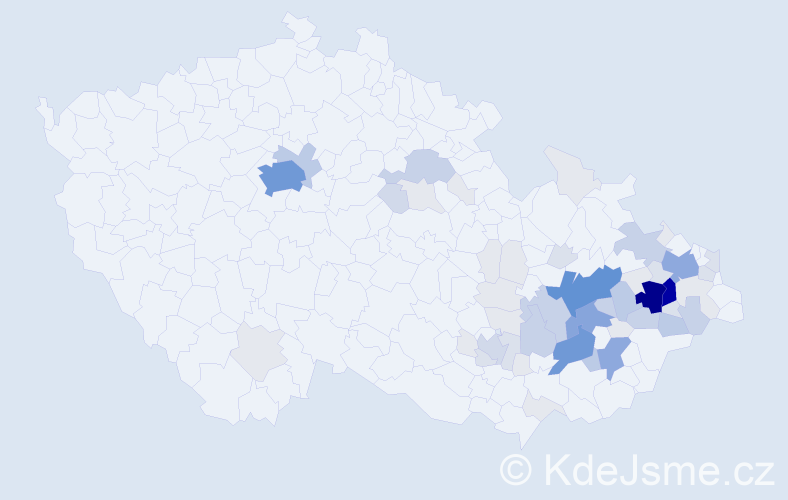 Příjmení: 'Kelnar', počet výskytů 255 v celé ČR