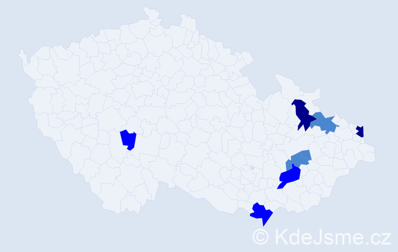 Příjmení: 'Dadejová', počet výskytů 15 v celé ČR