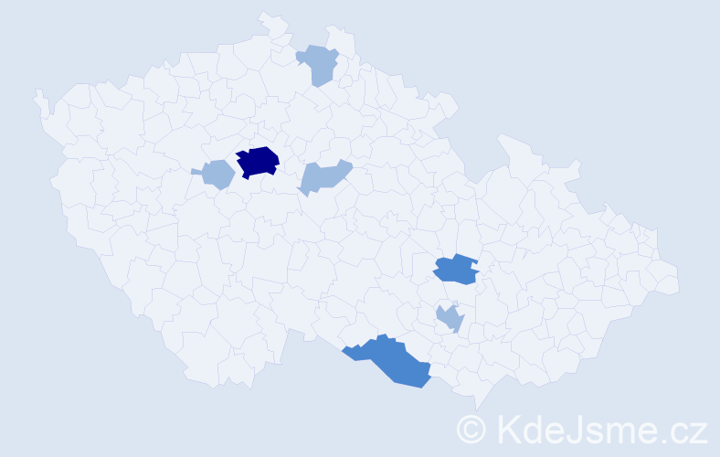 Příjmení: 'Prochazka', počet výskytů 12 v celé ČR