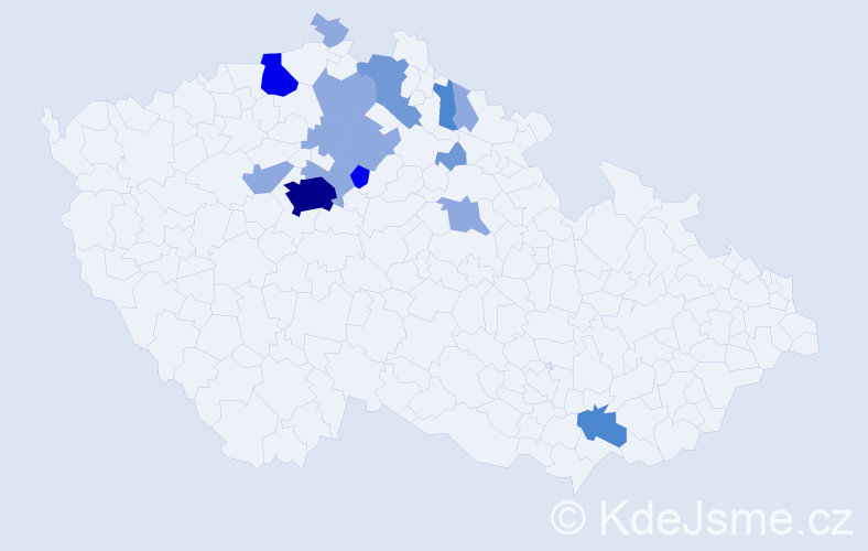 Příjmení: 'Dovolil', počet výskytů 36 v celé ČR