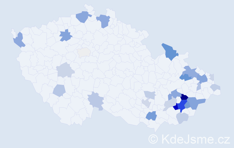 Příjmení: 'Kuňáková', počet výskytů 68 v celé ČR