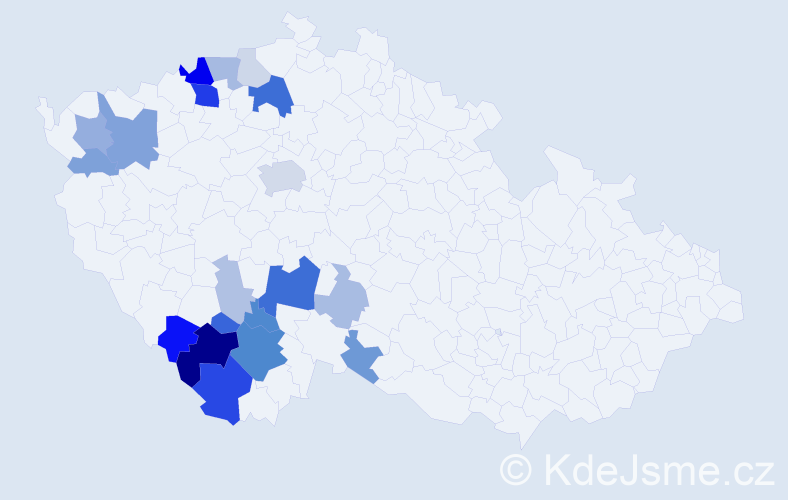 Příjmení: 'Hojdarová', počet výskytů 62 v celé ČR