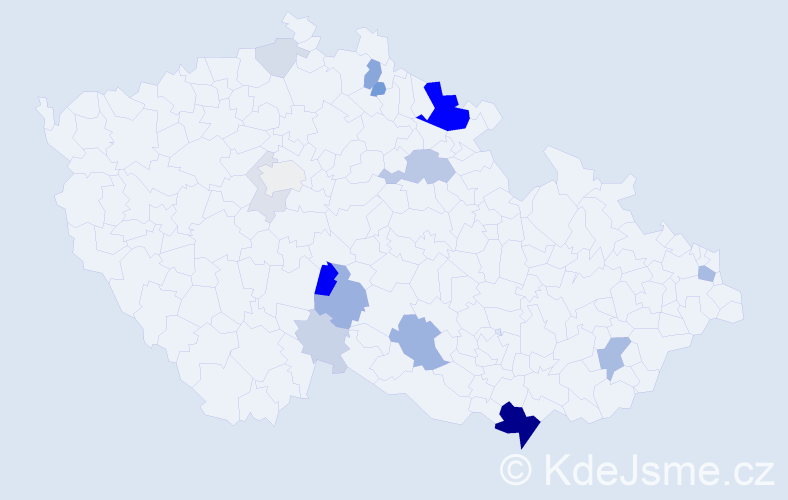Příjmení: 'Talábová', počet výskytů 52 v celé ČR