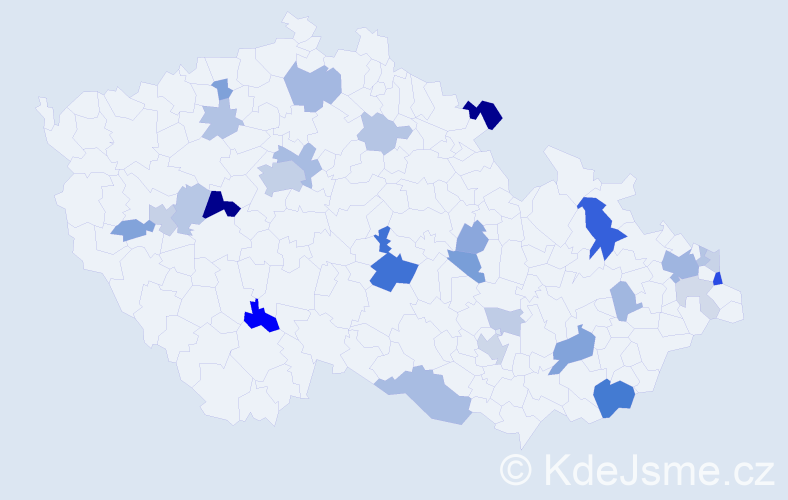 Příjmení: 'Líška', počet výskytů 70 v celé ČR