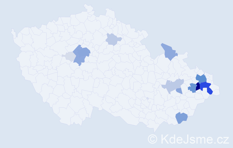Příjmení: 'Velart', počet výskytů 70 v celé ČR