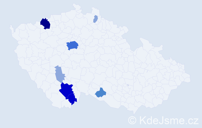 Příjmení: 'Benhák', počet výskytů 37 v celé ČR