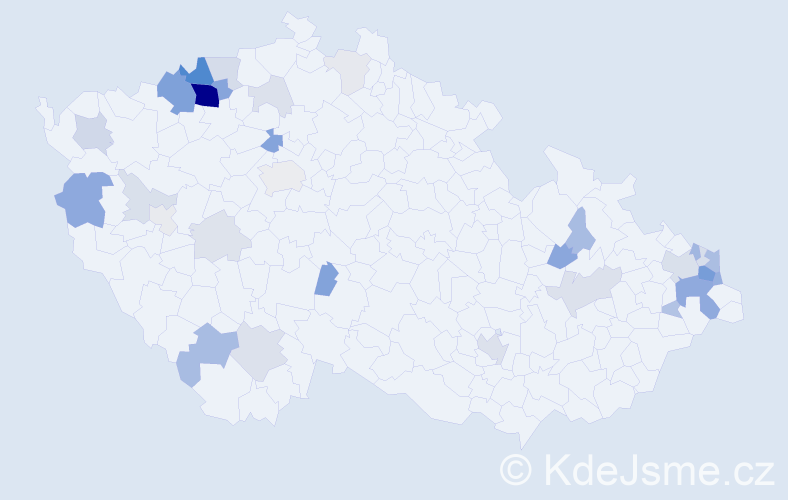 Příjmení: 'Tonka', počet výskytů 110 v celé ČR