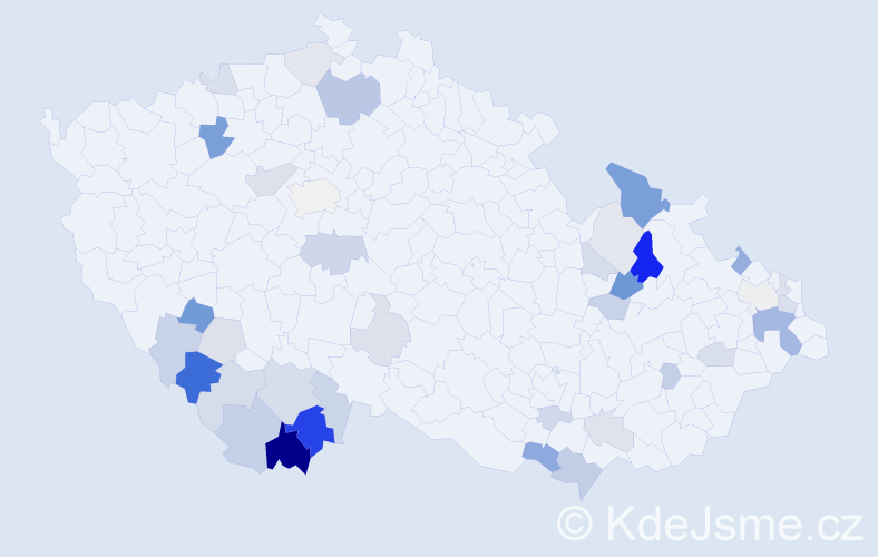 Příjmení: 'Bandíková', počet výskytů 89 v celé ČR