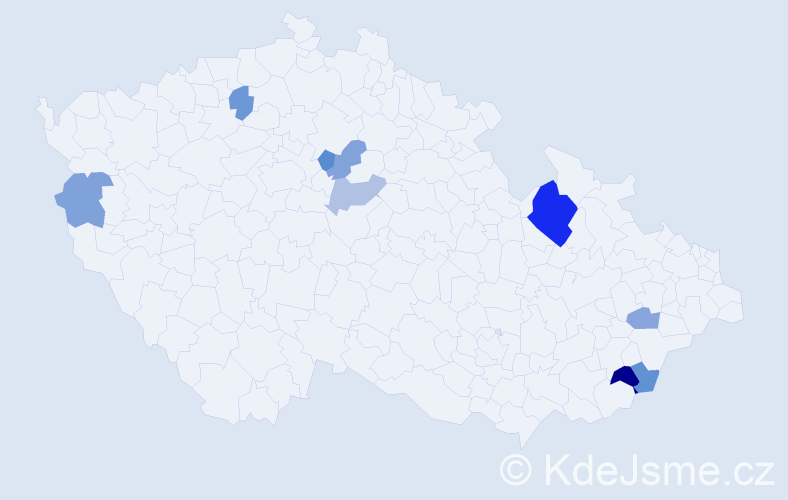 Příjmení: 'Keszeliová', počet výskytů 14 v celé ČR