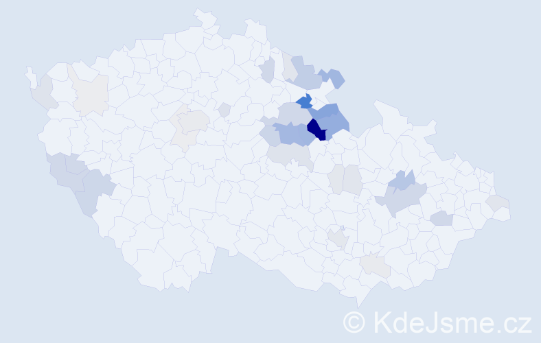 Příjmení: 'Izák', počet výskytů 148 v celé ČR