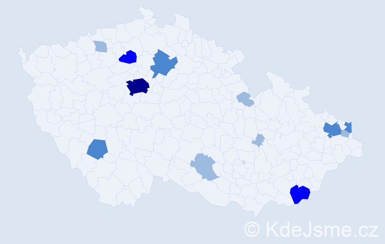 Příjmení: 'Kánová', počet výskytů 23 v celé ČR