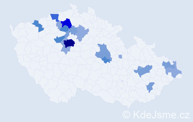 Příjmení: 'Hainc', počet výskytů 54 v celé ČR