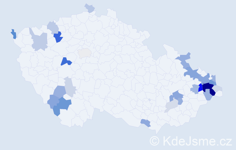 Příjmení: 'Kubačková', počet výskytů 97 v celé ČR