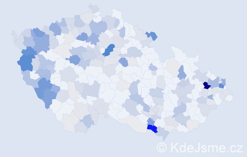 Příjmení: 'Kovácsová', počet výskytů 599 v celé ČR