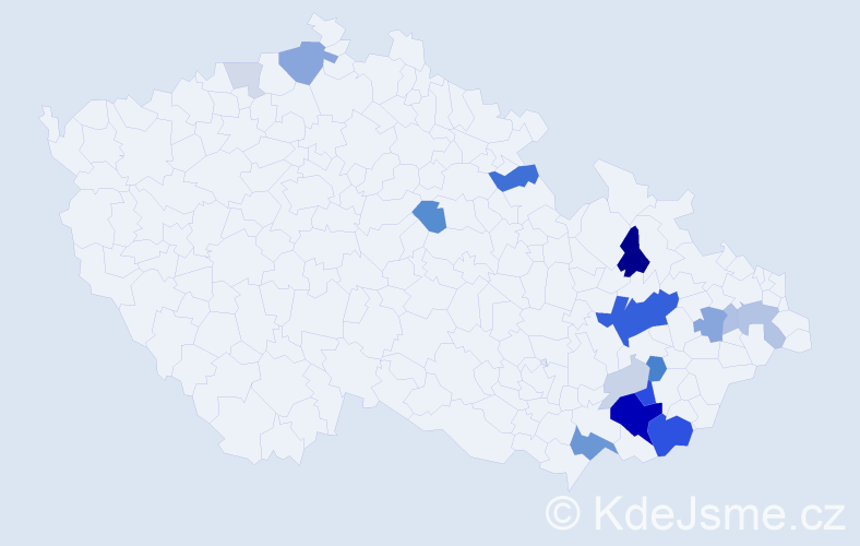 Příjmení: 'Podlas', počet výskytů 58 v celé ČR