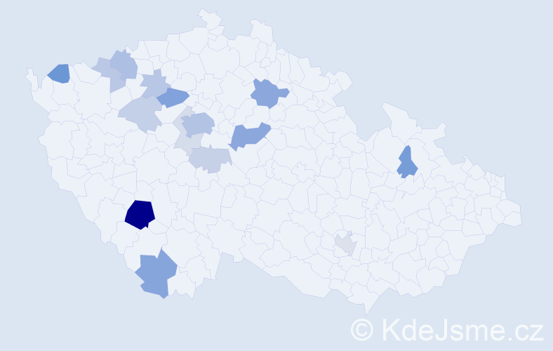 Příjmení: 'Purkrábková', počet výskytů 46 v celé ČR