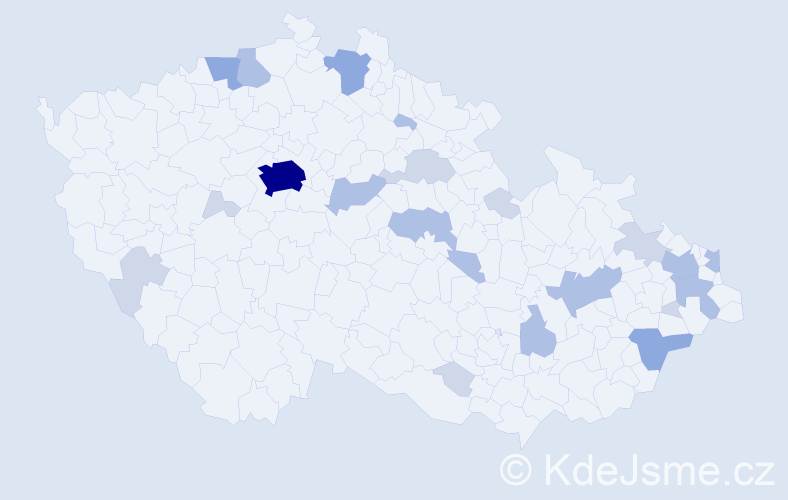 Příjmení: 'Ahmed', počet výskytů 51 v celé ČR