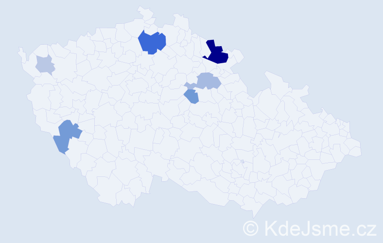 Příjmení: 'Kurtinec', počet výskytů 19 v celé ČR