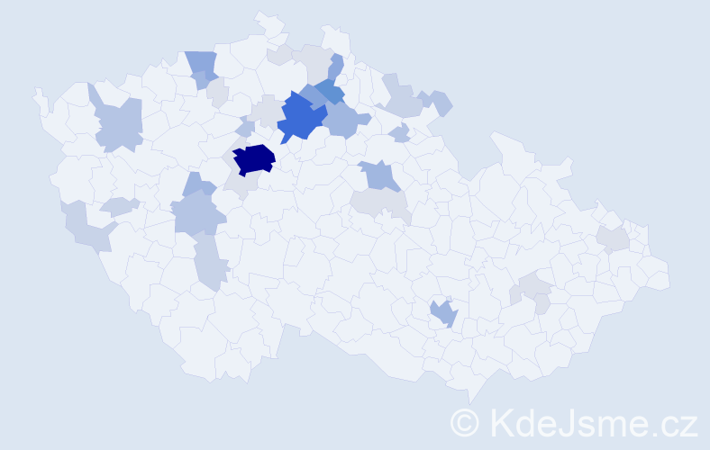 Příjmení: 'Valkoun', počet výskytů 117 v celé ČR