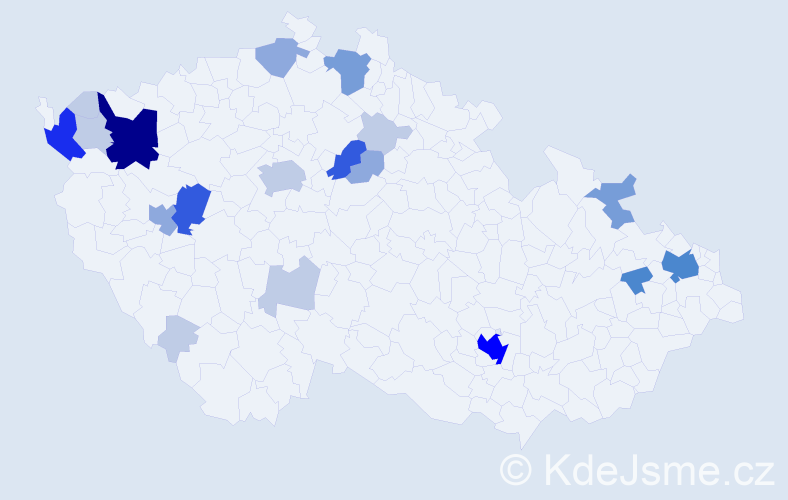 Příjmení: 'Bikarová', počet výskytů 65 v celé ČR