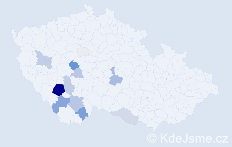 Příjmení: 'Kašpírková', počet výskytů 49 v celé ČR