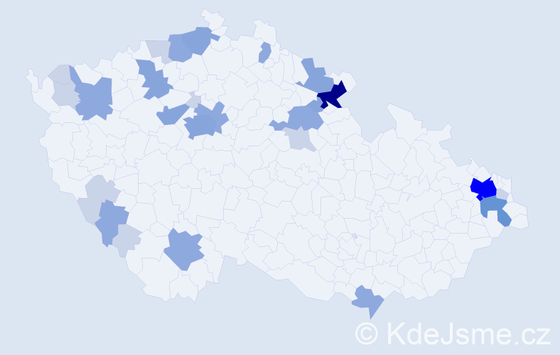 Příjmení: 'Lesková', počet výskytů 73 v celé ČR