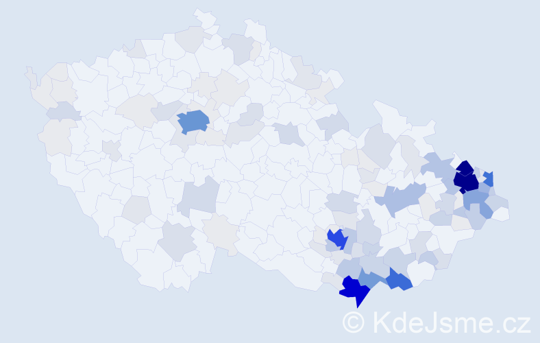 Příjmení: 'Gajda', počet výskytů 573 v celé ČR