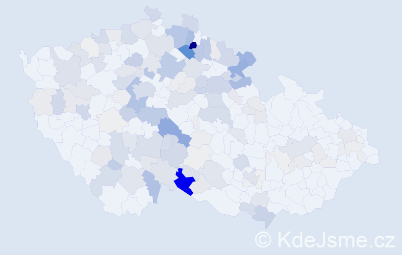 Příjmení: 'Cvrček', počet výskytů 537 v celé ČR