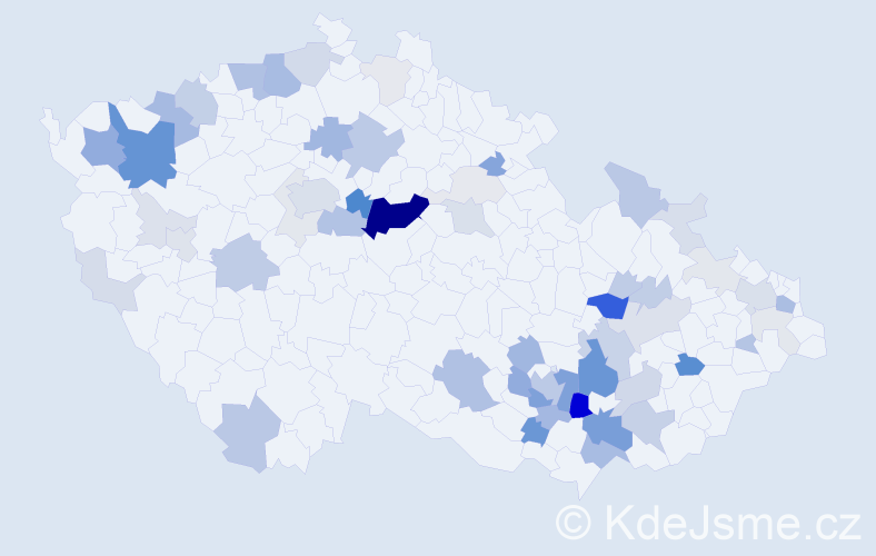 Příjmení: 'Čáslavová', počet výskytů 206 v celé ČR