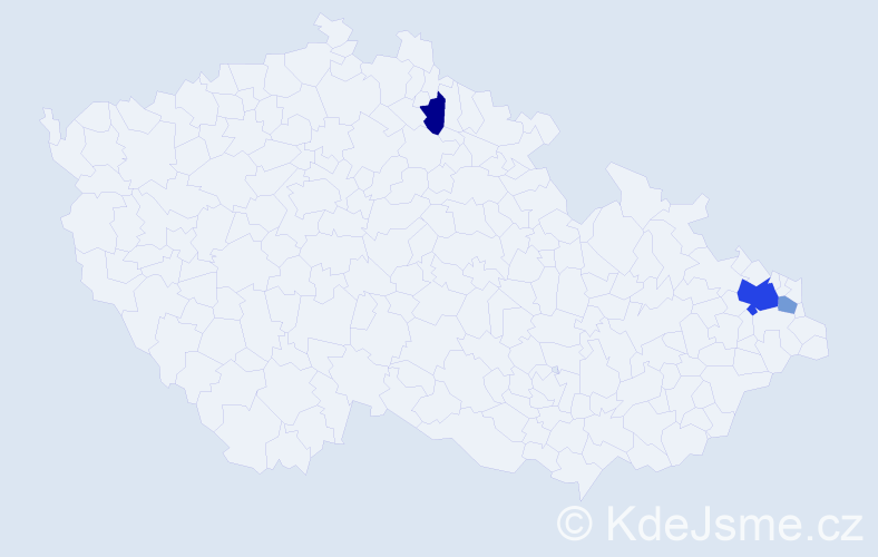 Příjmení: 'Prodzová', počet výskytů 7 v celé ČR