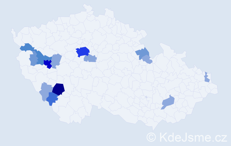 Příjmení: 'Kouřim', počet výskytů 51 v celé ČR