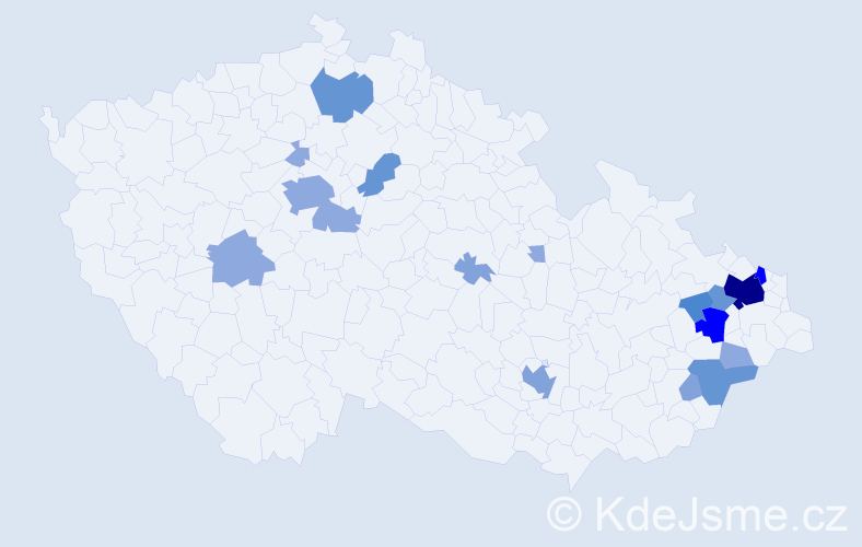 Příjmení: 'Mládenka', počet výskytů 48 v celé ČR