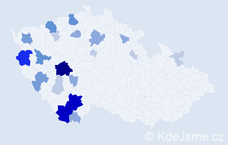 Příjmení: 'Hezoučká', počet výskytů 69 v celé ČR
