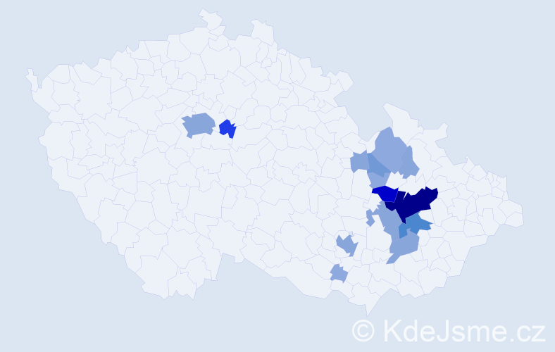 Příjmení: 'Kadláčková', počet výskytů 45 v celé ČR