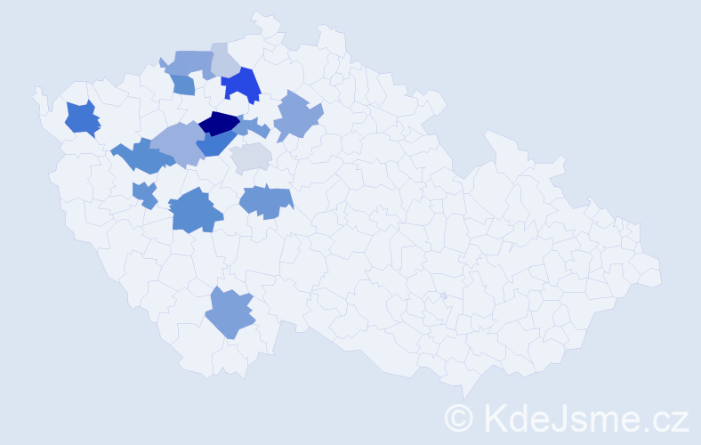 Příjmení: 'Urie', počet výskytů 47 v celé ČR